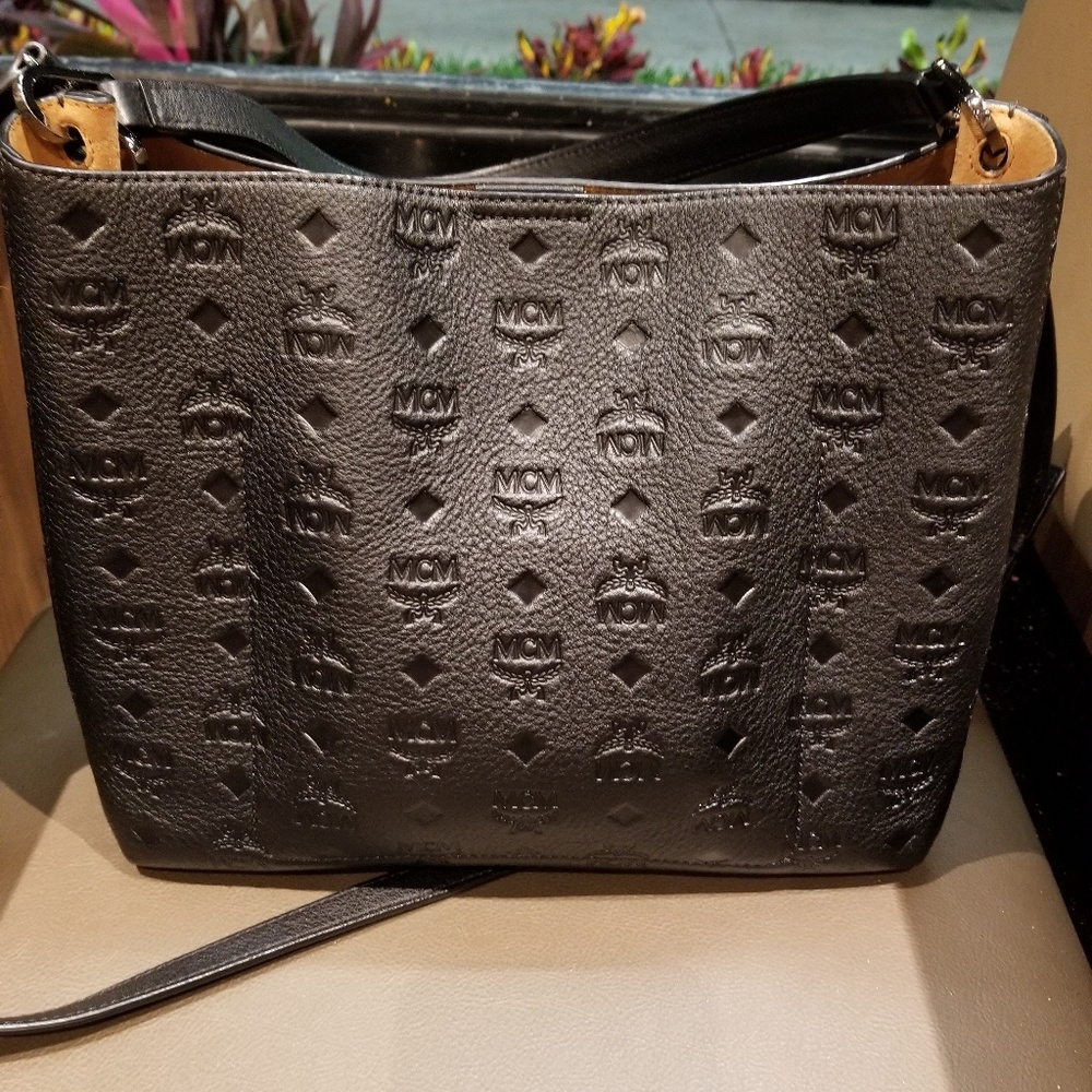 MCM Sara black leather hobo
